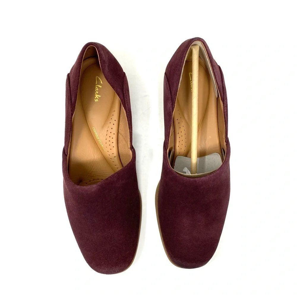 Clarks Women's Pure Belle Slip-On Burgundy Suede - 26168761